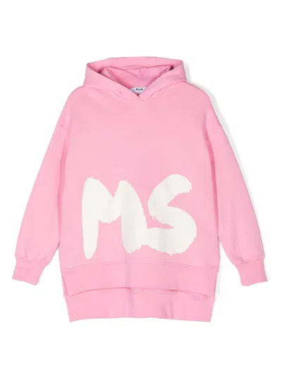 Msgm Kids' Logo-print Dress In Pink