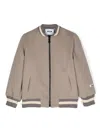 Msgm Logo-print Felted Bomber Jacket In Neutrals