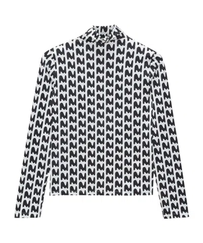 MSGM MSGM LOGO-PRINTED HIGH-NECK LONG-SLEEVED T-SHIRT