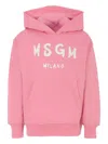 Msgm Logo-print Hooded Sweatshirt In Pink