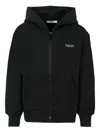 Msgm Logo-print Hooded Zip-up Top In Black