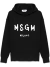 Msgm Logo Print Cotton Hoodie In Black