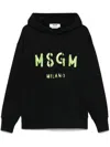 Msgm Relaxed Fit Cotton Hoodie Logo In Black