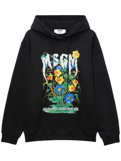 Msgm Logo-print Hoodie In Black
