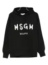 Msgm Black Cotton Crewneck Sweatshirt With Logo In Black