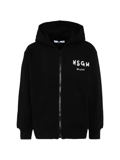 Msgm Kids' Logo-print Hoodie In Black