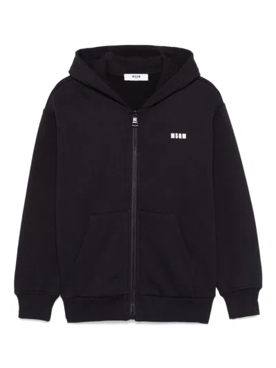 Msgm Kids' Logo-print Hoodie In Black