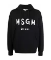 Msgm Logo Print Cotton Hoodie In Black