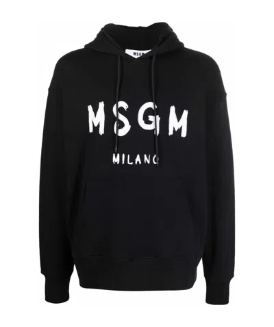 MSGM MSGM LOGO PRINTED DRAWSTRING HOODIE