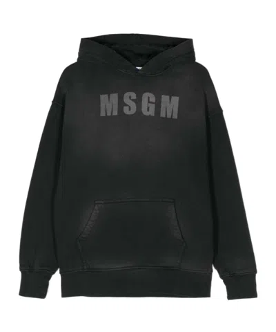 MSGM MSGM KIDS LOGO PRINTED STRAIGHT HEM HOODIE