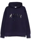 Msgm Blue Hoodie In Cotton With Logo And Pocket In Blau