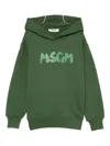 Msgm Logo-print Hoodie In Green