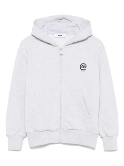 Msgm Kids' Logo-print Hoodie In Grey