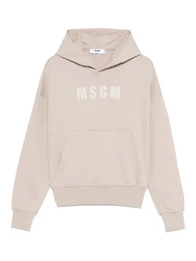 Msgm Kids' Logo-print Hoodie In Neutrals