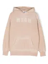Msgm Kids' Logo-print Hoodie In Beige