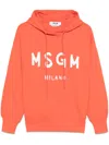 Msgm Hooded Knitwear With Ribbed Cuffs And Hem In Orange