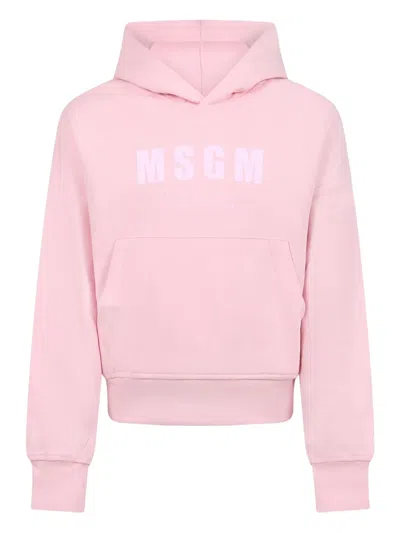 Msgm Kids' Logo-print Hoodie In Pink