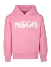 Msgm Pink Sweatshirt For Girl With White Logo In Pink