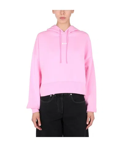 MSGM MSGM LOGO PRINTED DRAWSTRING HOODIE