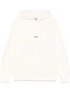 Msgm White Cotton Hoodie With Black Logo In White