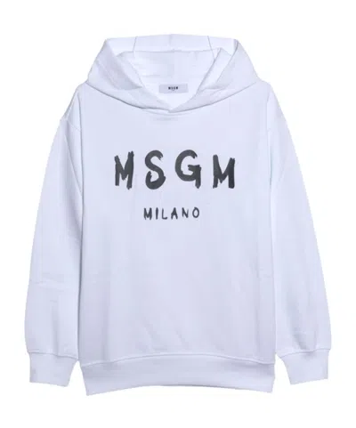 Msgm Logo-print Hoodie In White