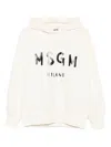 Msgm Logo Print Cotton Hoodie Clothing In White