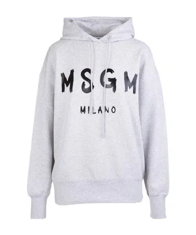 Msgm Logo-print Hoodie In White