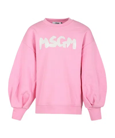 Msgm Kids' Logo-print Jersey Minidress In Pink