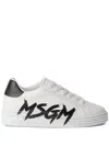 Msgm Logo-print Leather Sneakers In White