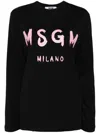 Msgm Logo-printed Long-sleeved T-shirt In Black