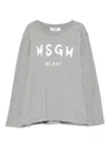 Msgm Logo-print Long-sleeve T-shirt In Gray