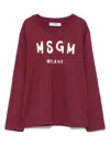 Msgm Logo-print Long-sleeve Top In Red