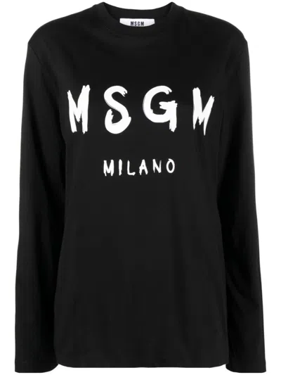 MSGM LOGO-PRINT LONG SLEEVED T-SHIRT