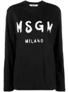 Msgm Long Sleeve Logo Print Crew Neck Top