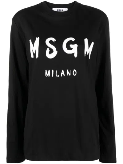 MSGM LOGO-PRINT LONG SLEEVED T-SHIRT