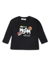 Msgm Logo Print Long-sleeved T-shirt In 黑色