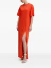 Msgm Logo-print Maxi Dress In Orange