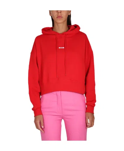 Msgm Logo-print Oversized Hoodie In Red