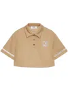 Msgm Logo-print Polo Top In Neutrals