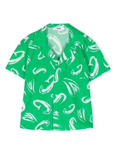 MSGM LOGO-PRINT POPLIN SHIRT