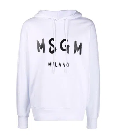 MSGM MSGM LOGO PRINTED DRAWSTRING HOODIE