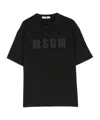 Msgm Logo-print Rhinestone-embellished T-shirt In Black
