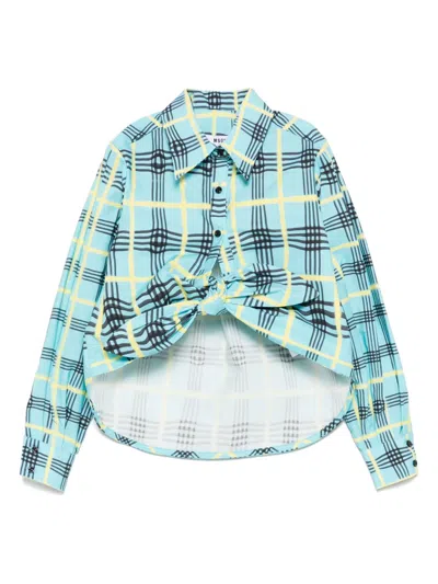 Msgm Kids' Logo-print Shirt In Blue
