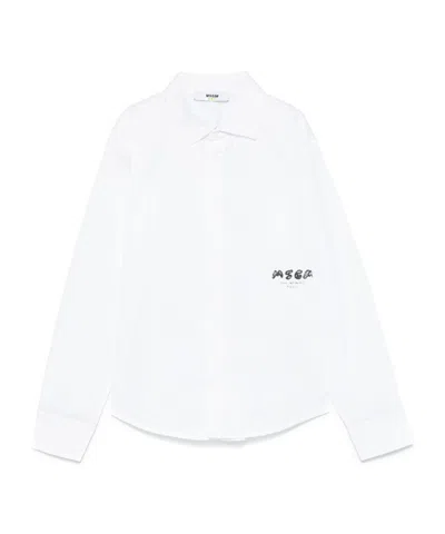 Msgm Logo-print Shirt In White