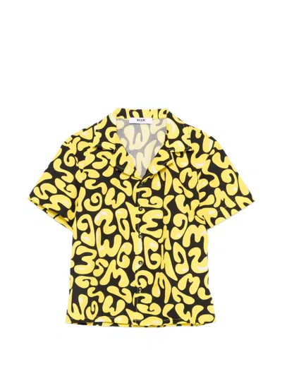 Msgm Logo-print Shirt In Yellow
