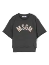 Msgm Logo-print Short-sleeve Sweatshirt In Grey