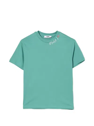 Msgm Logo-print Short-sleeve T-shirt In Blue