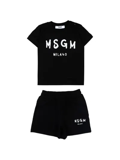 Msgm Babies' Logo-print Short-sleeve T-shirt In Gold