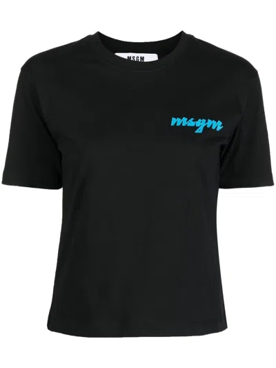 Msgm Logo-print Short-sleeve T-shirt In Black