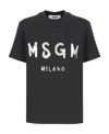 Msgm Black Printed T-shirt In Black